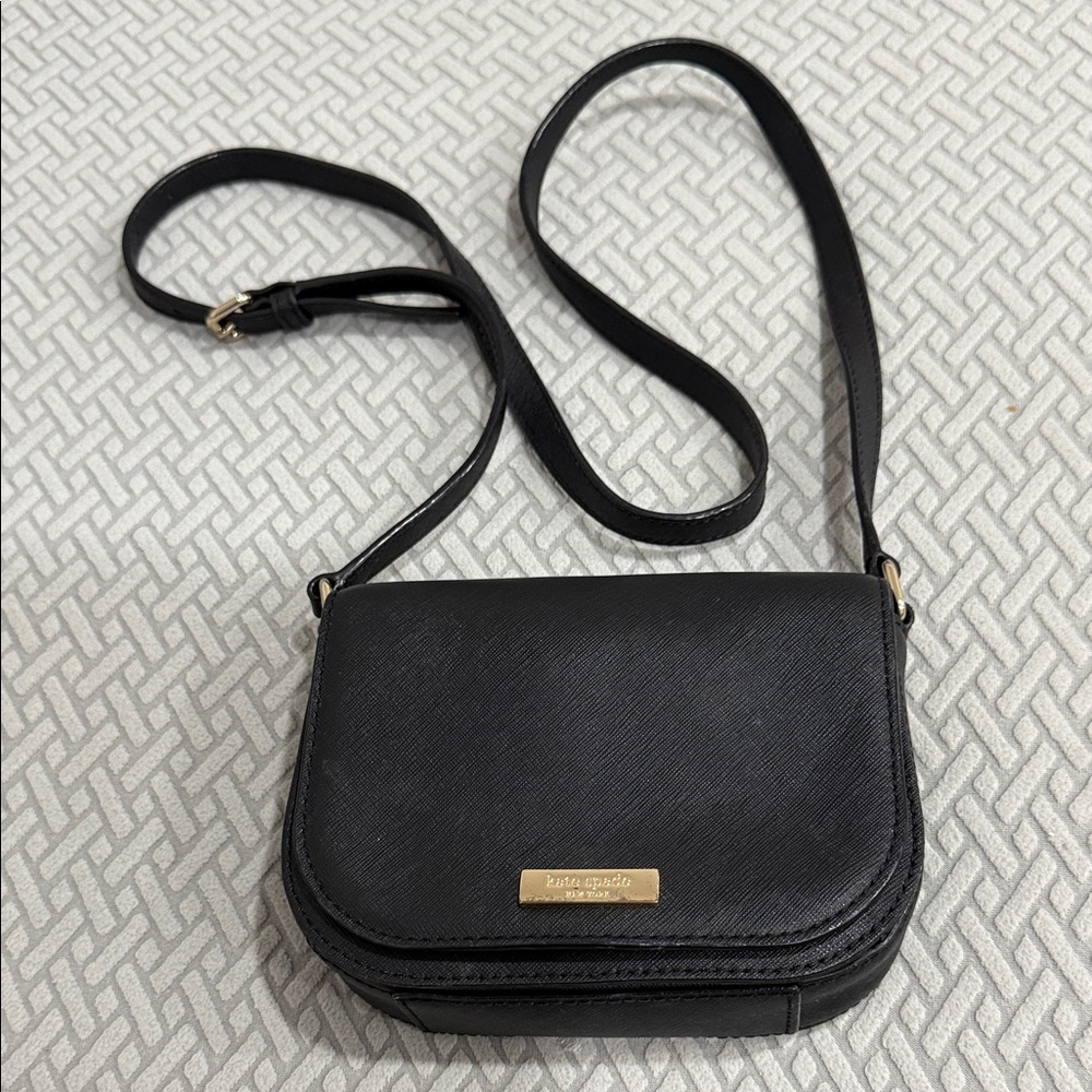 Kate Spade New York Laurel Way Carsen Coated Leather Black Crossbody Bag
